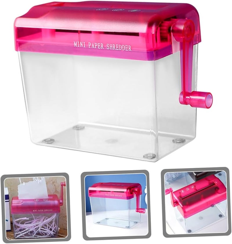 Manual Portable Paper Shredder for Home Office Desktop Document Security Red - Image 5